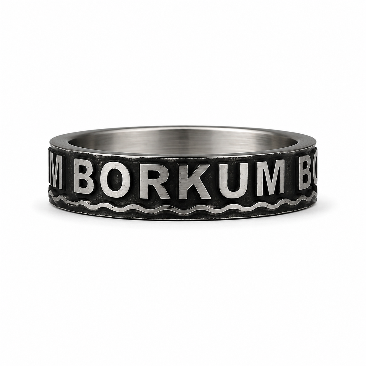 Borkum Ring 6 mm – Edelstahl | Erhabene Schrift | Partnerring