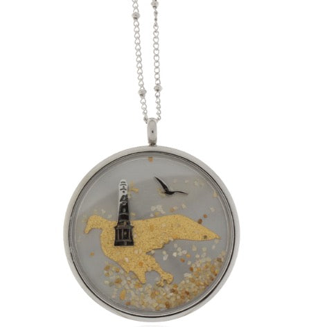 Großes Medaillon „Borkum mit Möwe & Neuer Leuchtturm“