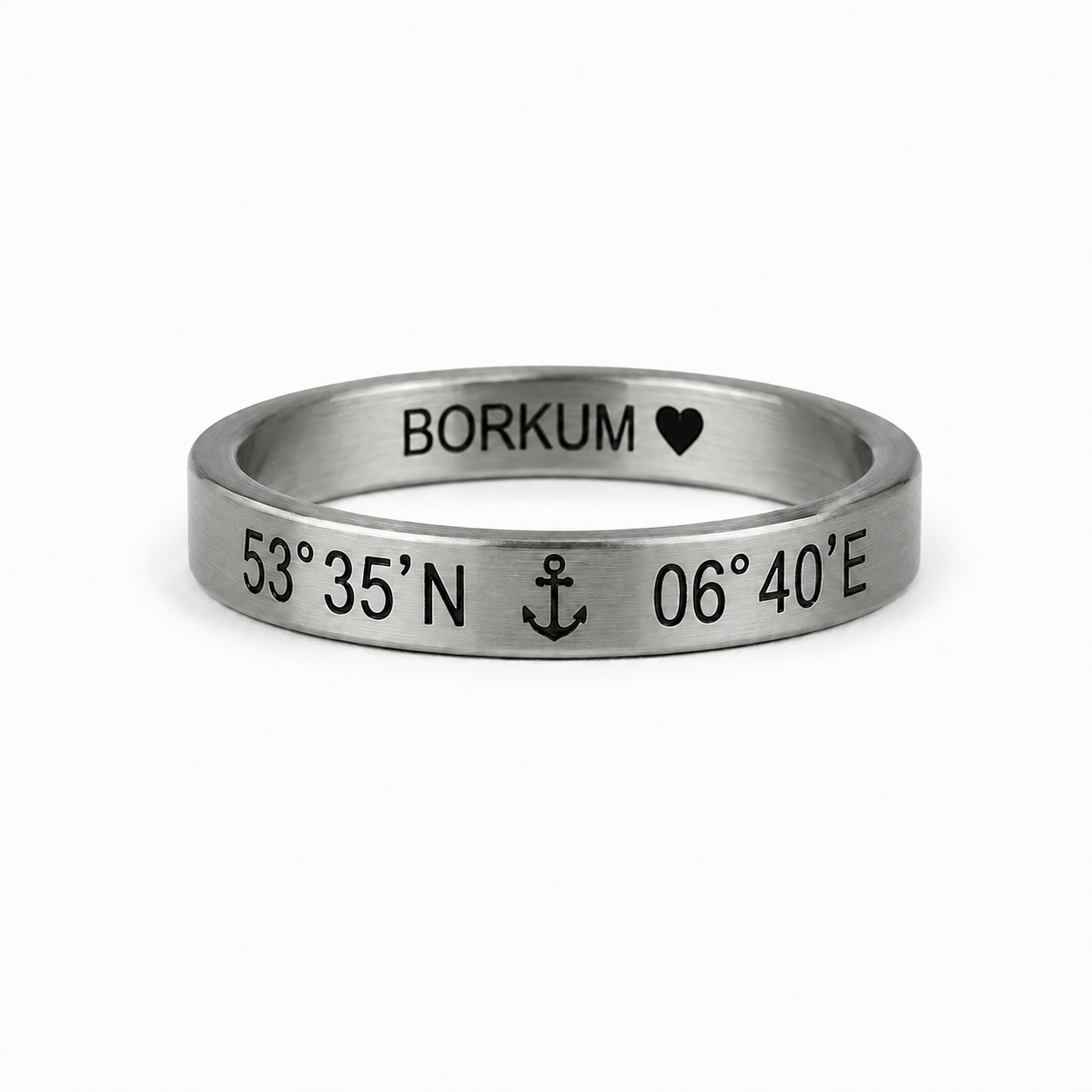 Borkum Koordinaten Ring 4 mm – Edelstahl