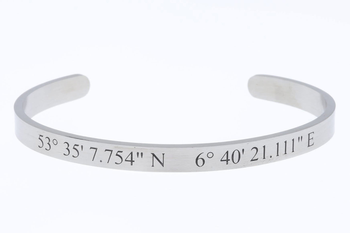 Armreif Heimathafen Borkum mit Koordinaten in Edelstahl