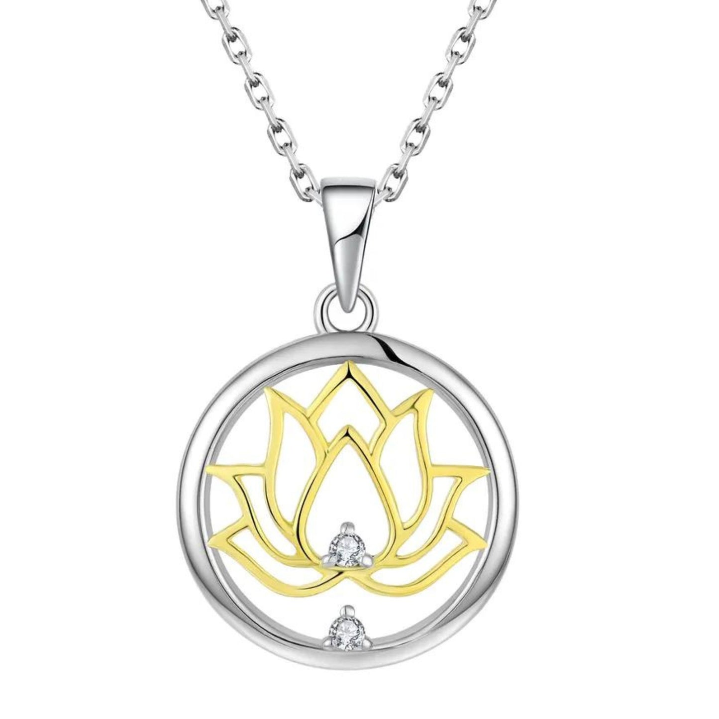 Lotos Collier aus 925er Silber, teilvergoldet