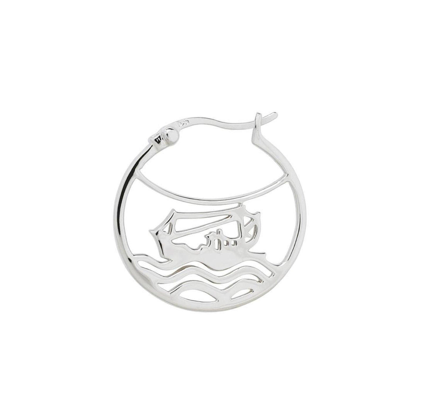 Seemanns-Ohrring, Creole mit Krabbenkutter