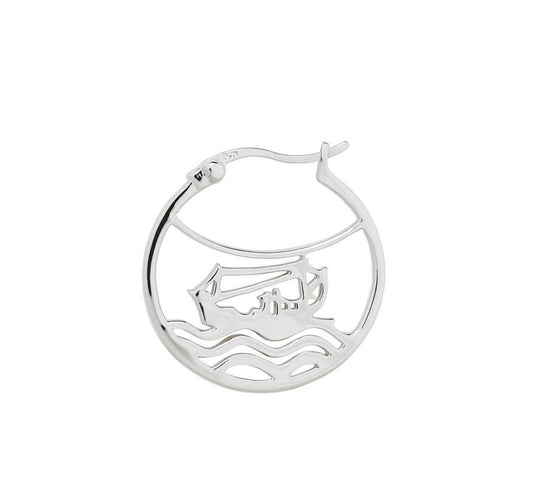 Seemanns-Ohrring, Creole mit Krabbenkutter